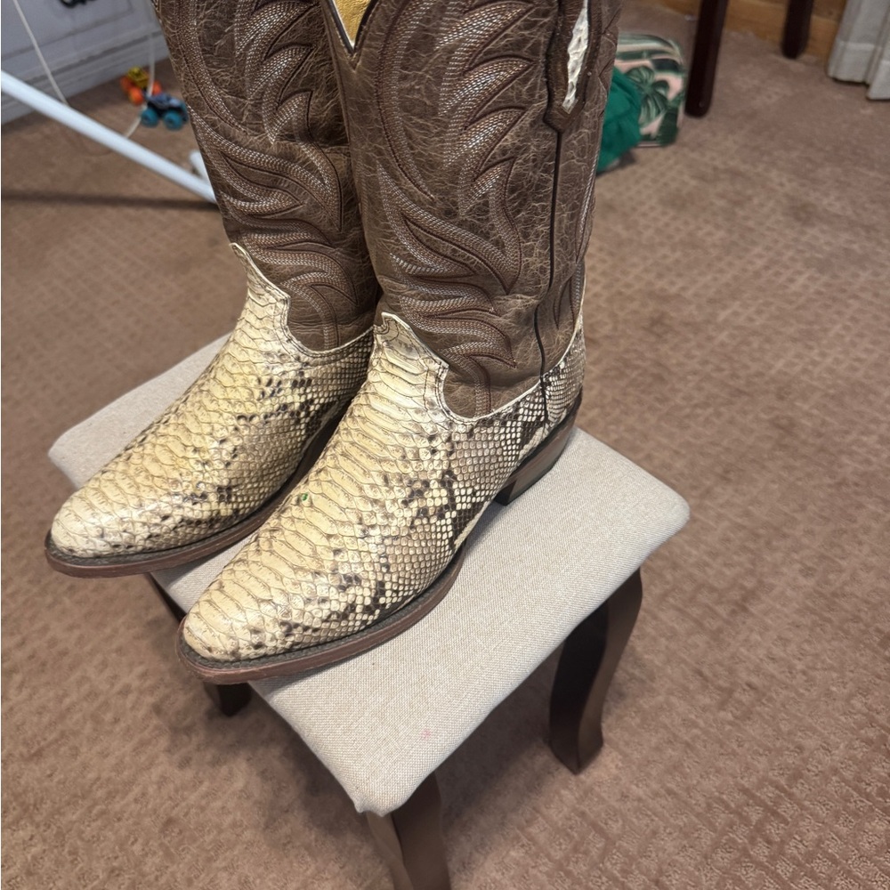 Roper Brown and Tan Snake Print Boots